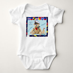 Welcome New Baby Boy Sailor Bear Bodysuit