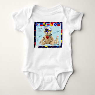 Welcome New Baby Boy Sailor Bear Bodysuit