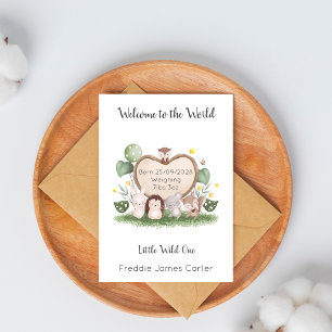 Welcome New Baby Boy Woodland Animals Card