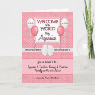 Welcome New Baby Girl Aquarius Congratulations Card