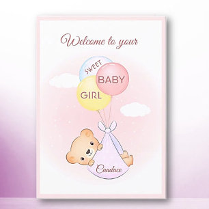 Welcome! New Baby Girl personalized Greeting Card