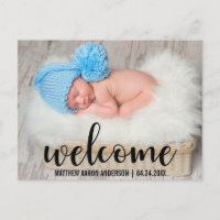 Welcome New Baby Modern Black Script