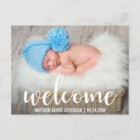 Welcome New Baby Modern White Script