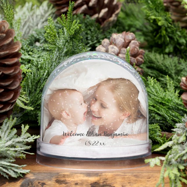 Welcome New Baby Name Date  Snowglobe (Winter)