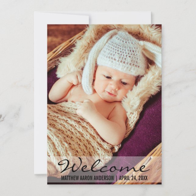 Welcome New Baby Photo Announcement Card L (Front)