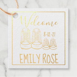 Welcome New Baby Shower Birth Announcement Shoes Favour Tags