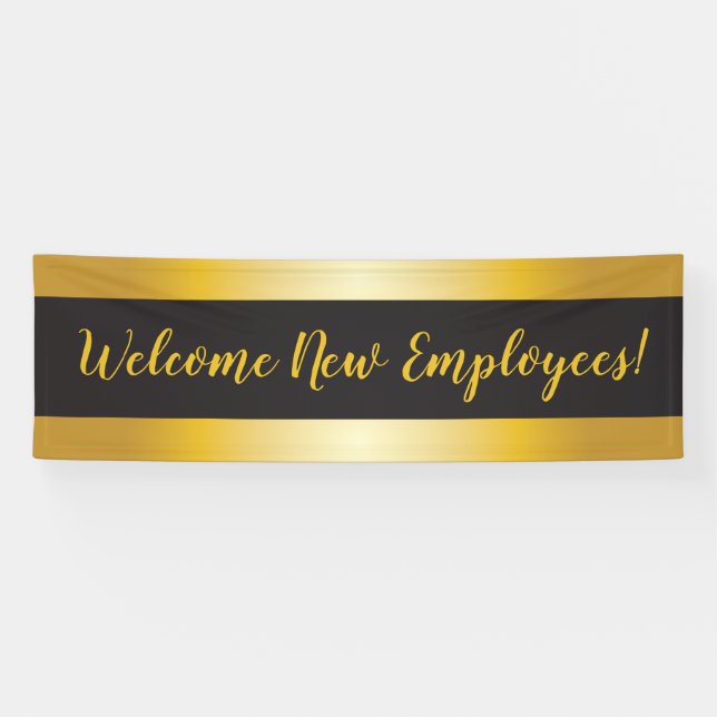 Welcome New Employees Gold and Black Banner (Horizontal)