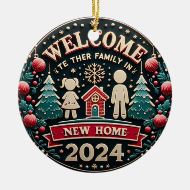 WELCOME NEW HOME CERAMIC TREE DECORATION (Front)