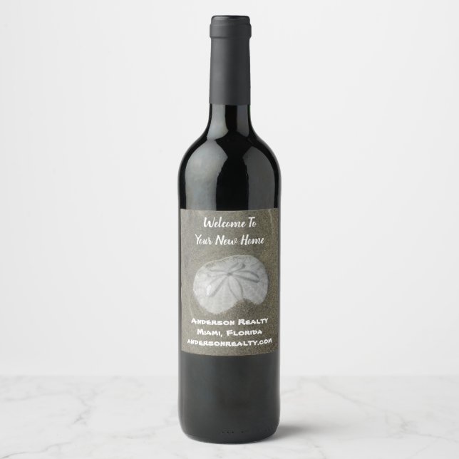 Welcome New Home Sand Dollar Thank You Realtor Wine Label (Front)