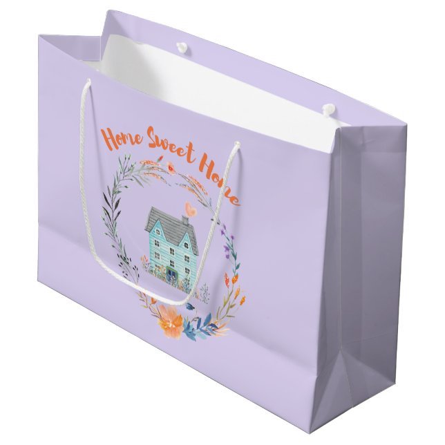 Welcome New Home Sweet Home Custom Business Name  Large Gift Bag (Front Angled)