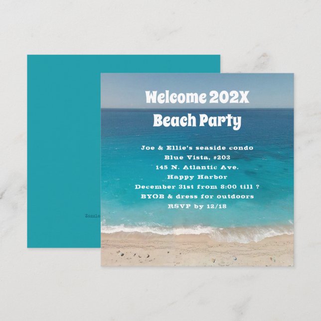Welcome New Year Beach Party Invitation (Front/Back)