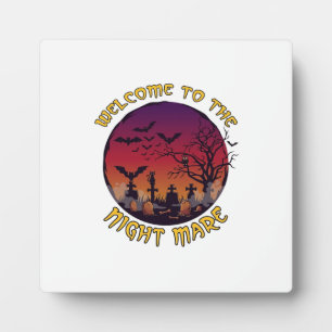 Welcome Night Mare Halloween Red Moon Graveyard_1 Plaque