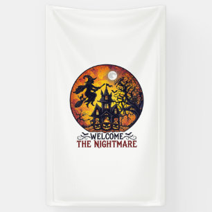 Welcome Nightmare Halloween Haunted House Flying W Banner