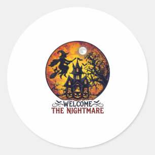 Welcome Nightmare Halloween Haunted House Flying W Classic Round Sticker