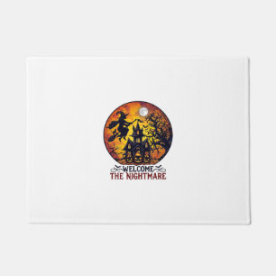 Welcome Nightmare Halloween Haunted House Flying W Doormat