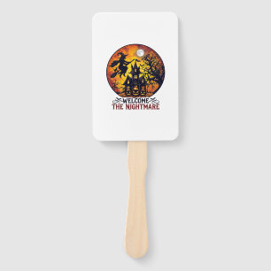 Welcome Nightmare Halloween Haunted House Flying W Hand Fan
