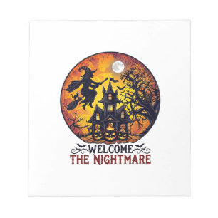 Welcome Nightmare Halloween Haunted House Flying W Notepad