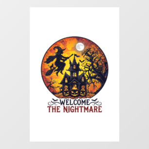 Welcome Nightmare Halloween Haunted House Flying W Window Cling