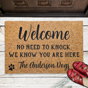Welcome No Need to Knock Funny Pet Dog Coir Entry Doormat