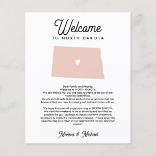 Welcome NORTH DAKOTA Letter Itinerary ANY COLOR