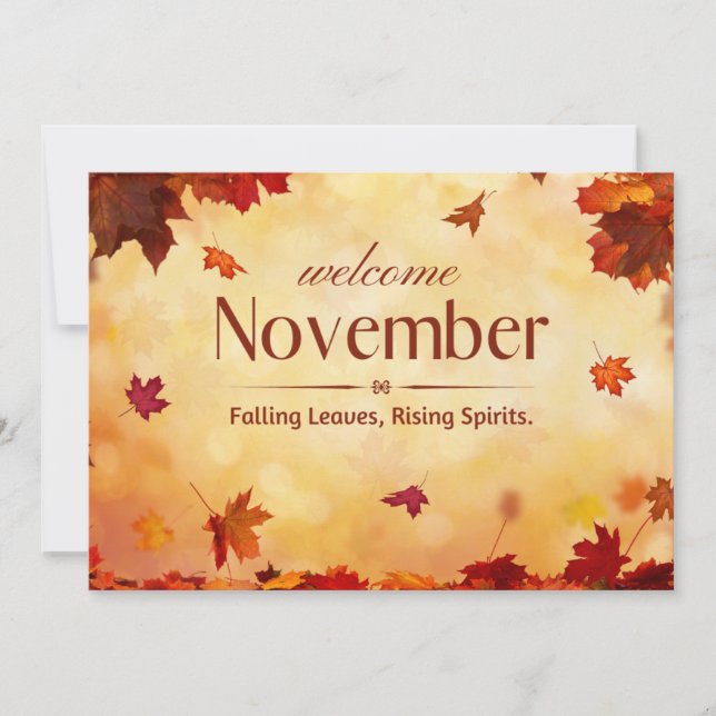 Welcome November Autumn Holiday Card (Front)