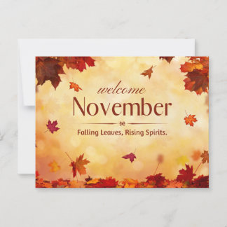 Welcome November Autumn Postcard