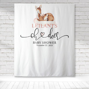Welcome Oh Deer Baby Shower Pink Cloud Backdrop Tapestry