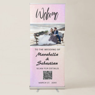 *~* Welcome Ombre Glitter Peach QR CODE Verticle   Retractable Banner