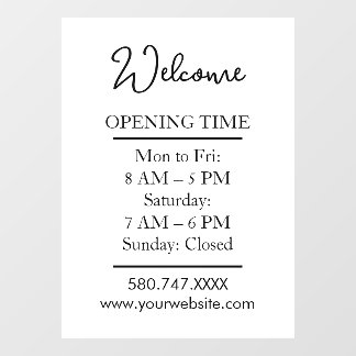 Welcome Open Hours Logo QR Biz door sign