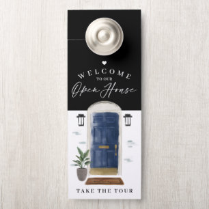 Welcome Open House Navy Watercolor Front Door Door Hanger