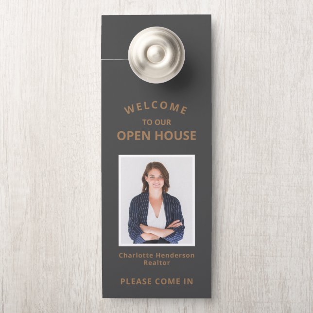 Welcome Open House Real Estate Agent Photo Door Hanger (On Knob)