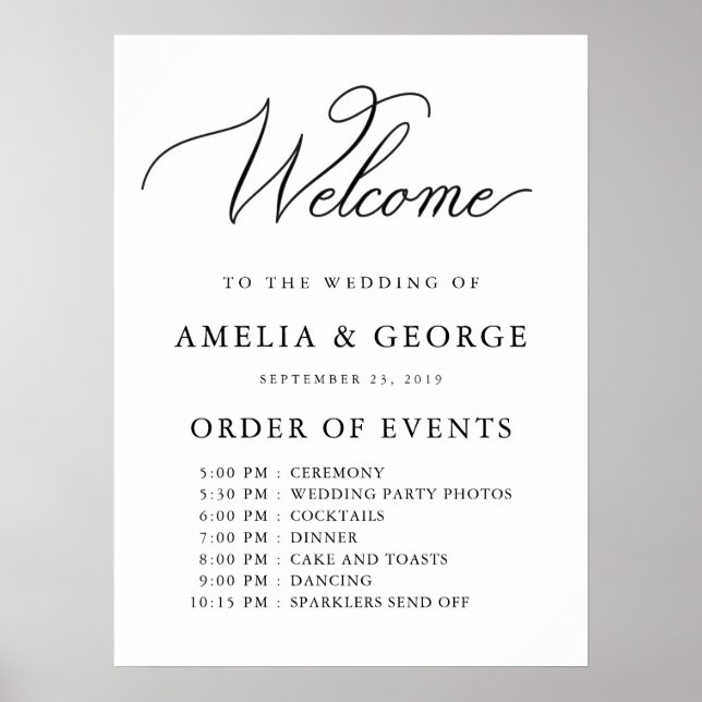 Welcome order of events wedding sign (Front)