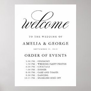 Welcome order of events wedding sign