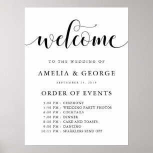 Welcome order of events wedding sign