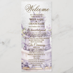 Welcome Party Cake Lavender Floral Elegant Wedding Programme