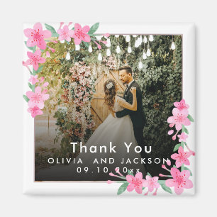 Welcome Party Pink Floral Golden Frame wedding Magnet