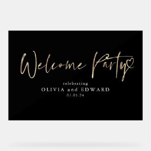 Welcome Party Sign Black and Gold