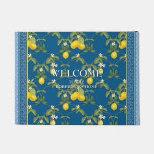 Welcome Personalised Family Lemon Flower Trellis Doormat
