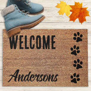 Welcome Personalised - Paw Prints - Dog Lover Doormat