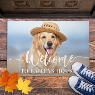 Welcome Pet Photo Personalised Cat Dog  Doormat