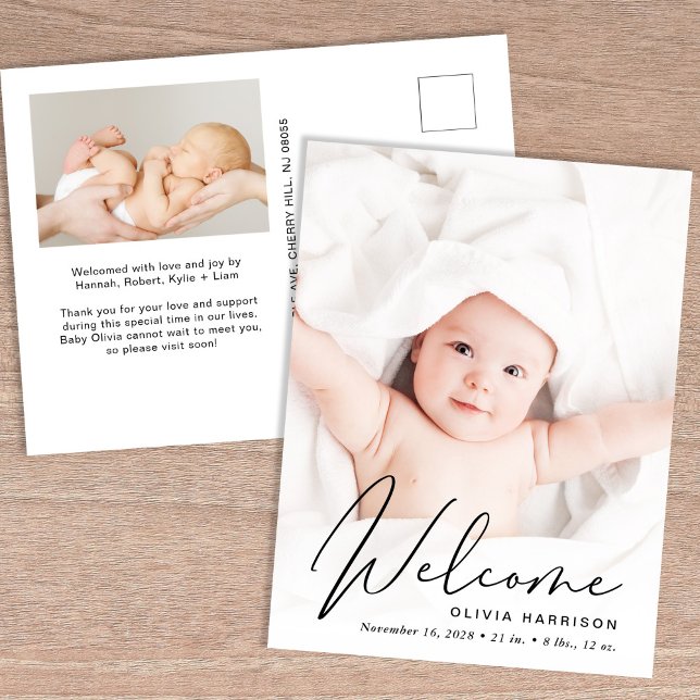 Welcome Photo Birth Announcement Postcard (Creator Uploaded)