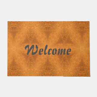 Welcome Phrase Kaleidoscope of an Orange Star Doormat