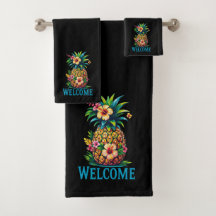 Welcome Pineapple Collection Bathroom Towel Set