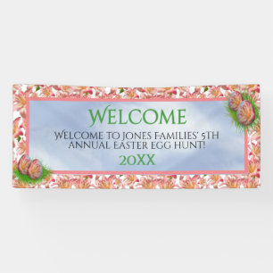 Welcome - Pink Lilies - Egg Hunt - Your Text Banner