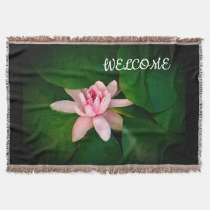 Welcome,Pink Lotus Flower Throw Blanket