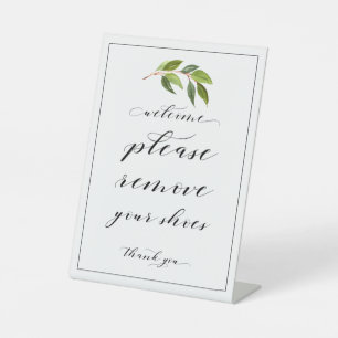 Welcome Please Remove Your Shoes Greenery 2 Sign