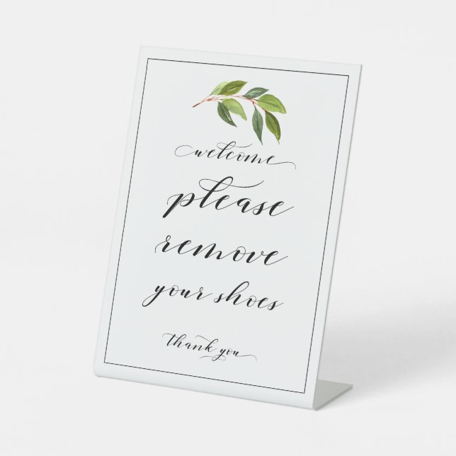 Welcome Please Remove Your Shoes Greenery 2 Sign (Front)