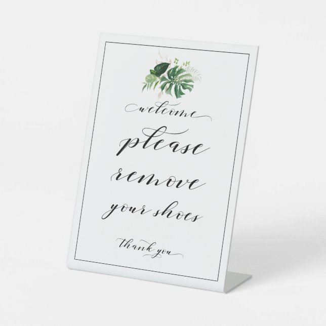 Welcome Please Remove Your Shoes Tropical Sign (Front)