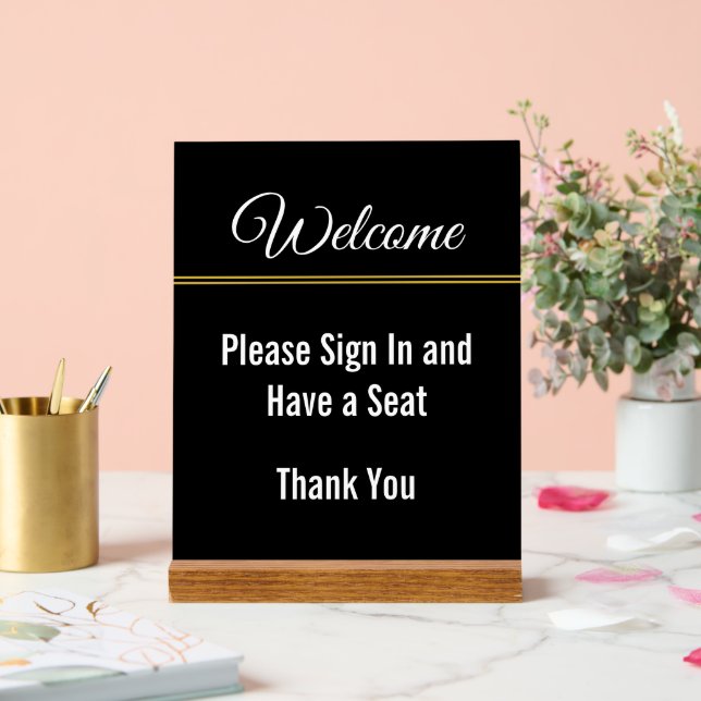 Welcome Please Sign In Have a Seat Black Acrylic (Wedding)