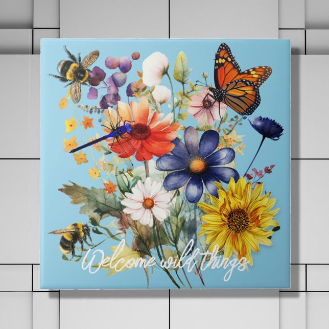 Welcome Pollinators Wildflowers Kitchen Tile (Creator Uploaded)